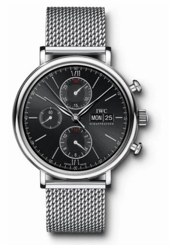 IWC Portofino Chronograph Stainless Steel / Black / Milanese IW3910-33 (IW391033)